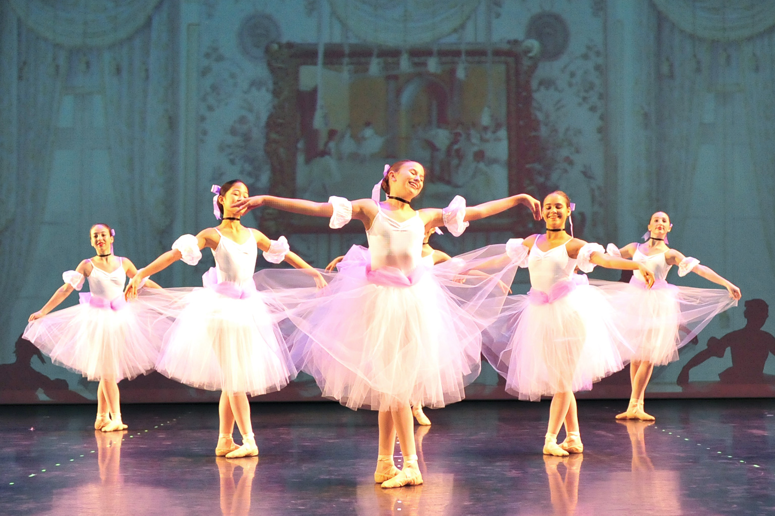 School of Ballet Tucson students performing The Phantom of the Opera on stage.